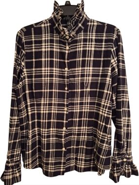 Lauren Jeans Co. Ralph Lauren Black & White Plaid Button Shirt - XL